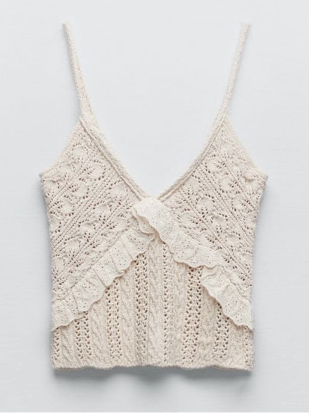 Zara Cotton Crochet Lace Ruffle Camisole